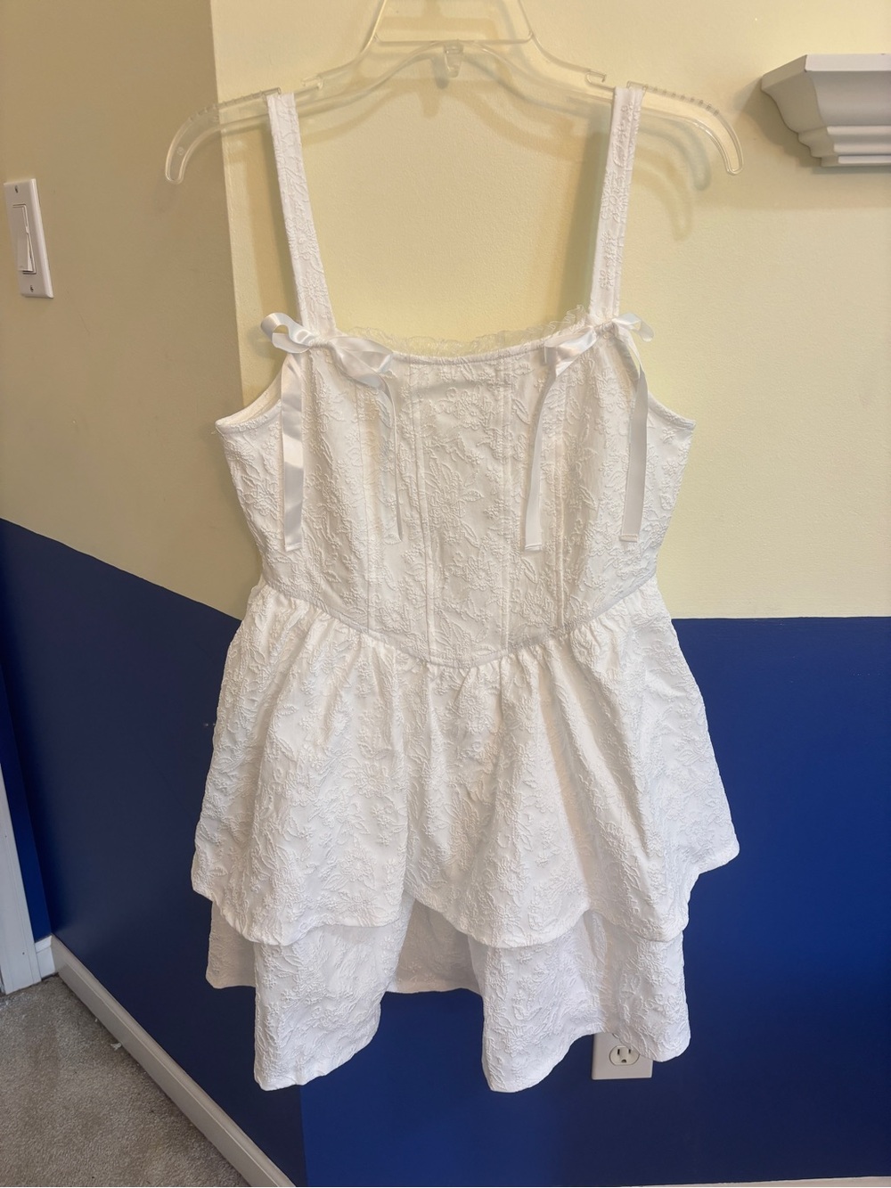 Francesca's Collections White Mini Tiered Floral Dress
